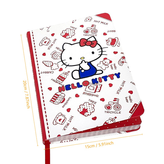 Hello Kitty notebook with red and white design on a white background