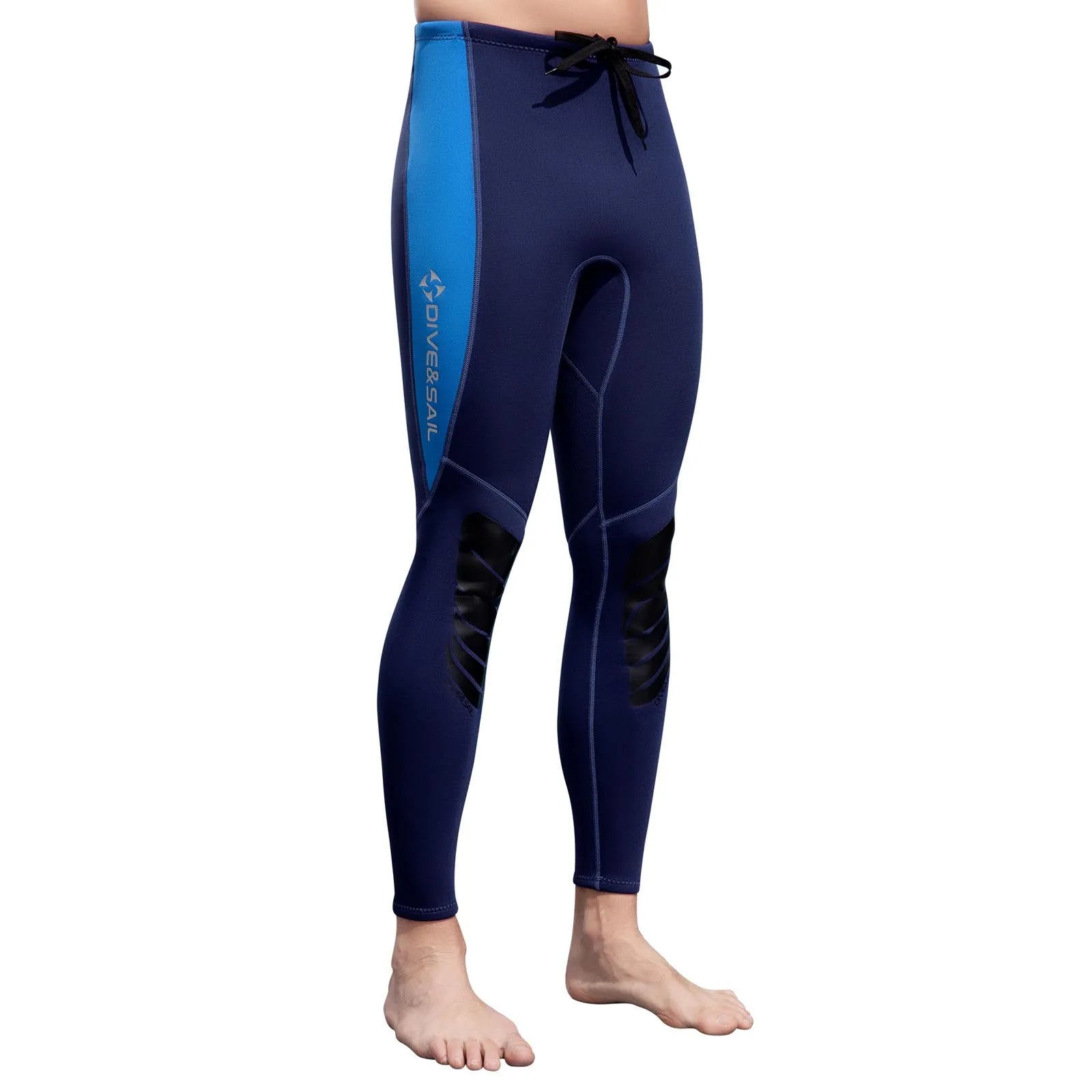 Navy blue wetsuit with black accents on a white background