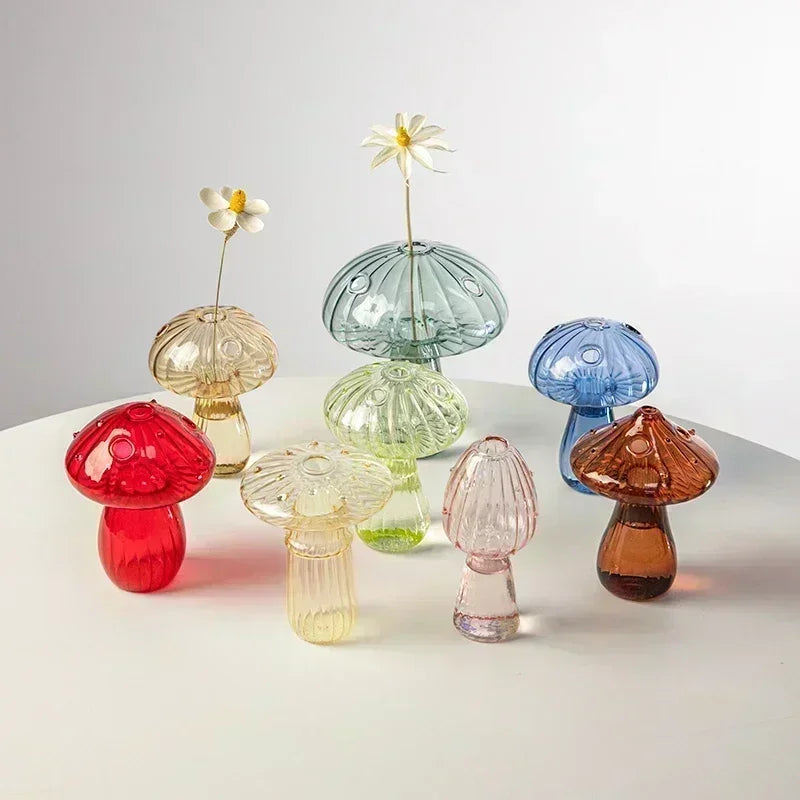 Vase à fleurs en verre en forme de champignon - Décor essentiel