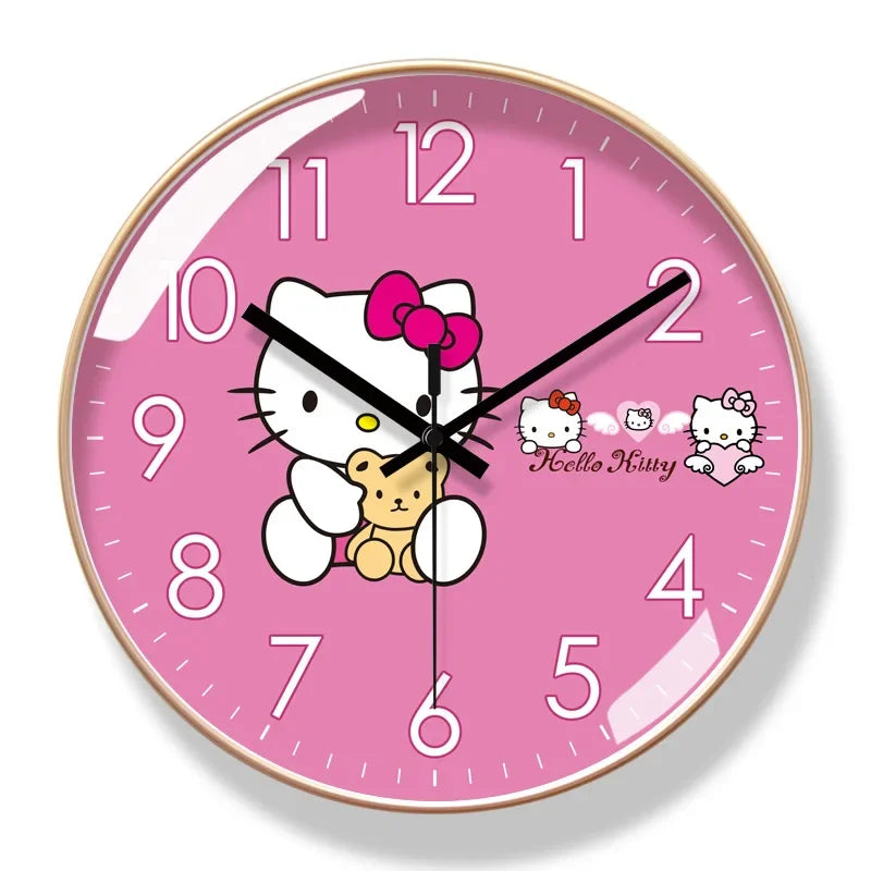 Hello Kitty clock with a pink background