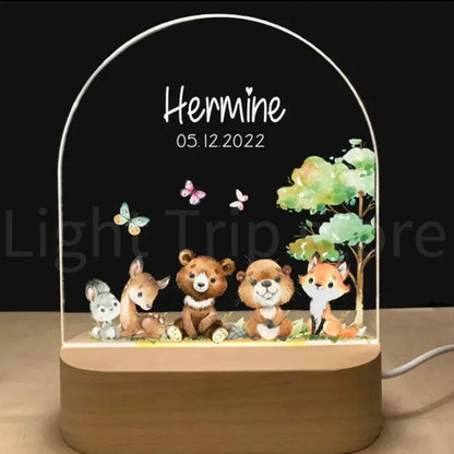 Veilleuse personnalisée bébé éléphant lion