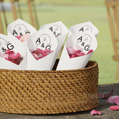 Cônes de confettis de mariage personnalisés