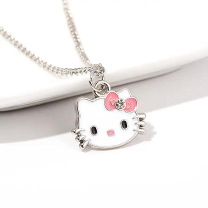 Hello Kitty necklace with a pink bow on a white background