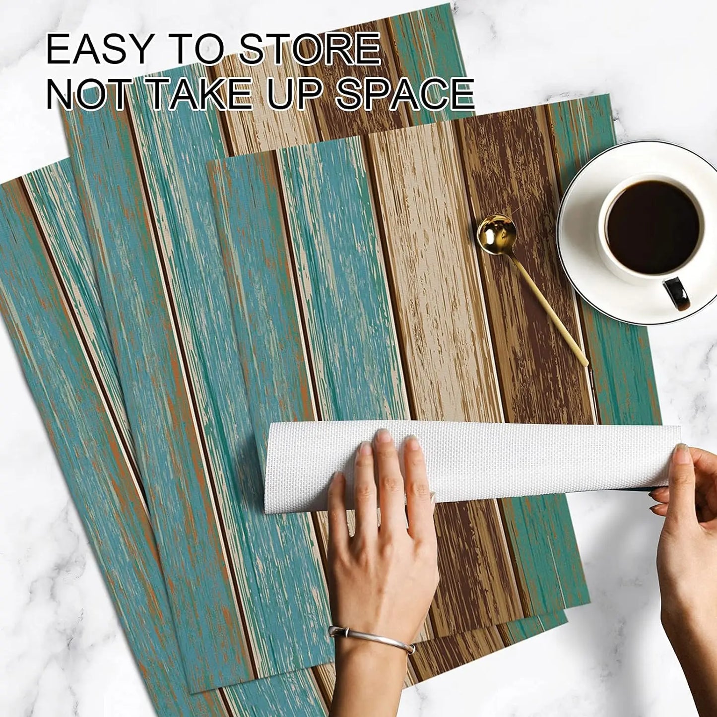 Ensemble de sets de table à texture de bois rustique