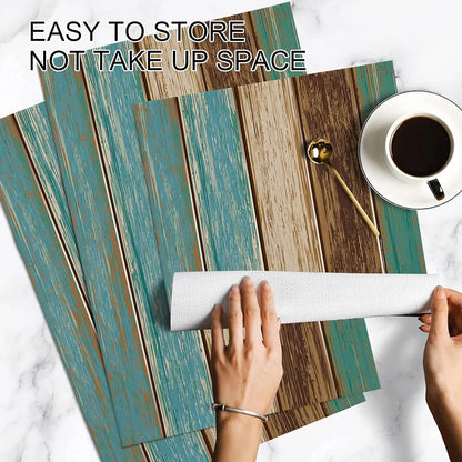 Ensemble de sets de table à texture de bois rustique