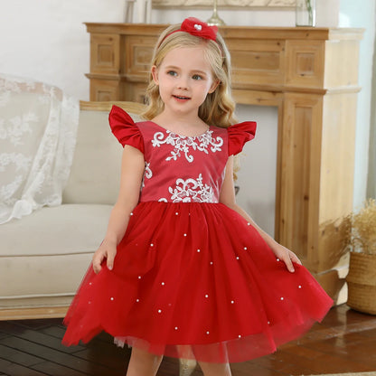 Red Lace Princess Party Dress
