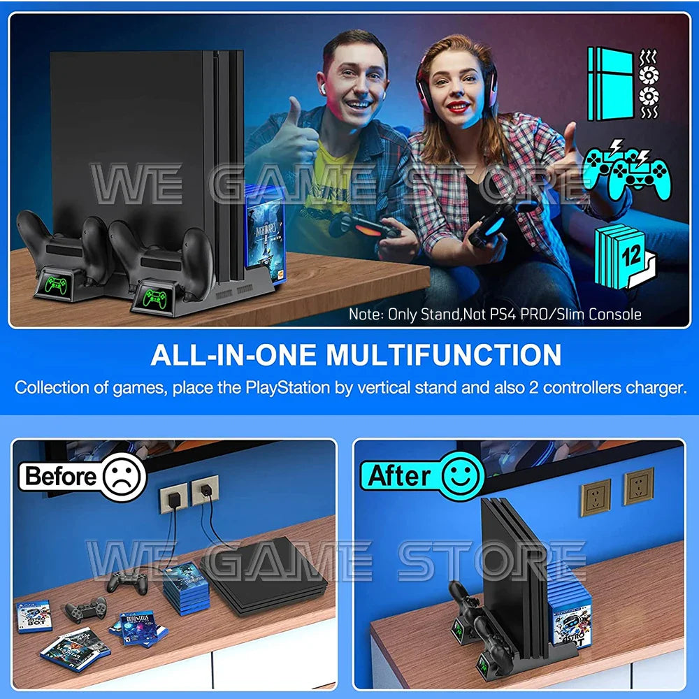 Support de ventilateur de refroidissement PS4 et chargeur de contrôleur double