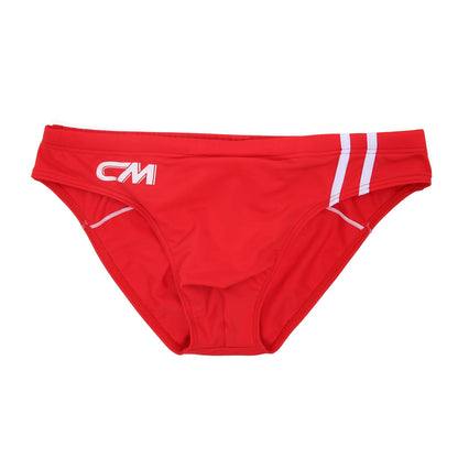 Red men's underwear with white logo on a white background