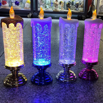 Bougies de Noël à LED avec changement de couleur pailleté sans flamme
