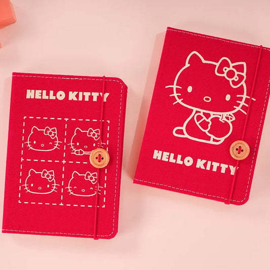 Two red 'Hello Kitty' products on a pink background