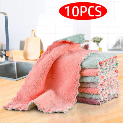 Lot de 10 serviettes de nettoyage de cuisine en microfibre