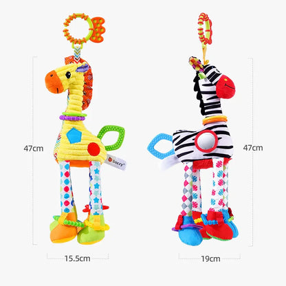 Hochets à main en peluche girafe zèbre pour bébés