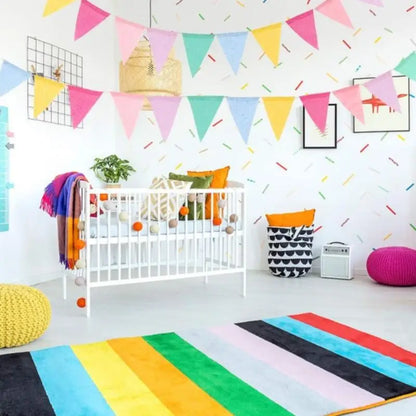 Bannières de fête colorées en toile de jute et lin