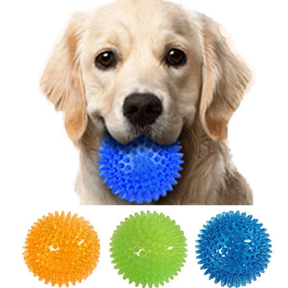 Balle de nettoyage des dents pour animaux de compagnie en TPR - Jouet couineur pour chiens
