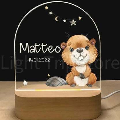 Veilleuse personnalisée bébé éléphant lion