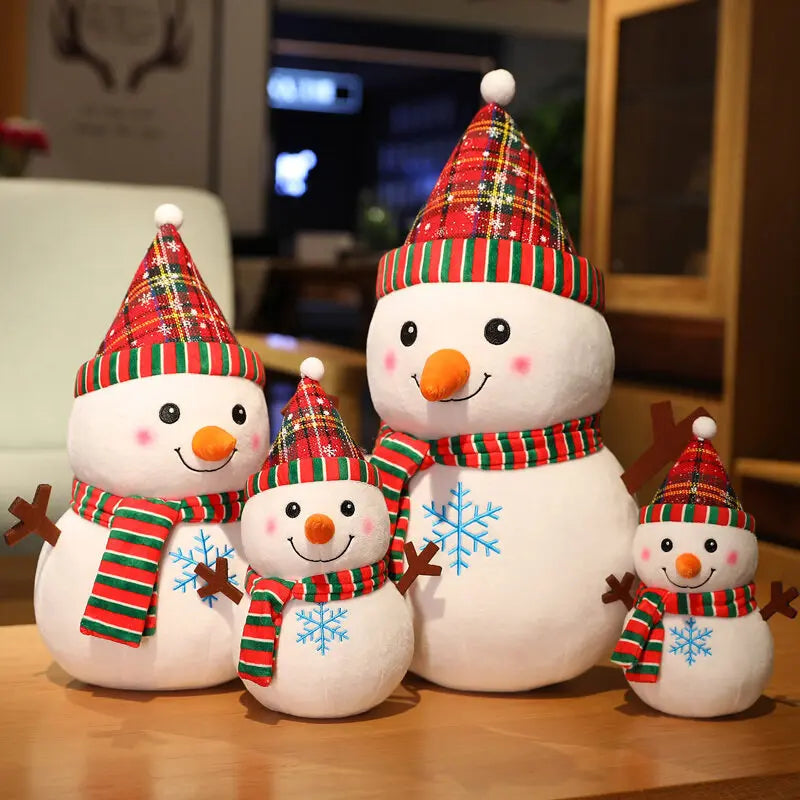 Ensemble de jouets en peluche de Noël - Père Noël, élan, bonhomme de neige