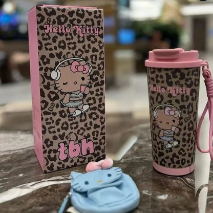 Hello Kitty-themed tumbler and packaging on a marble surface