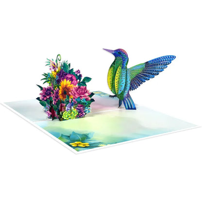 Carte de vœux pop-up 3D Colibri bleu