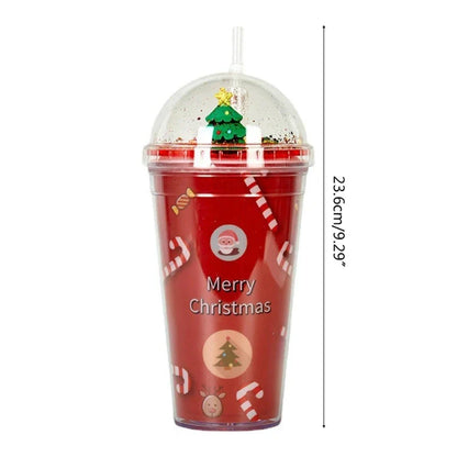 Christmas Cup with Lid & Straw