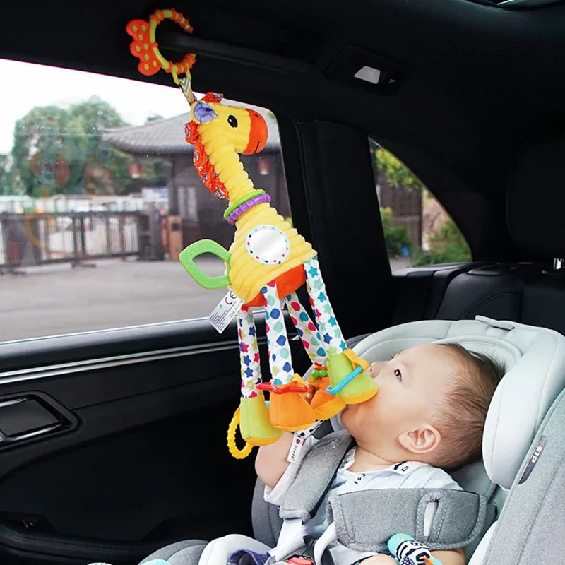 Hochets à main en peluche girafe zèbre pour bébés