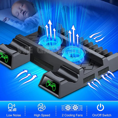 Support de ventilateur de refroidissement PS4 et chargeur de contrôleur double