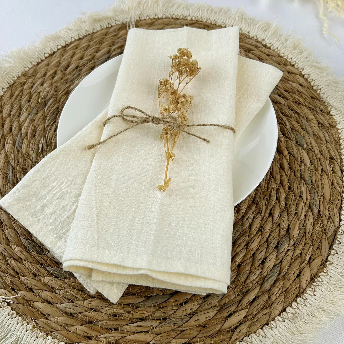 Ensemble de serviettes en coton bleu rustique