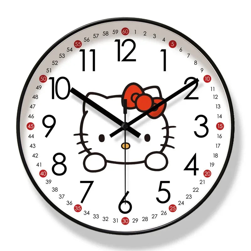 Wall clock with a cartoon character face on a white background