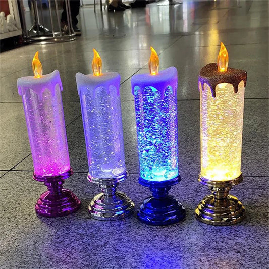 Bougies de Noël à LED avec changement de couleur pailleté sans flamme