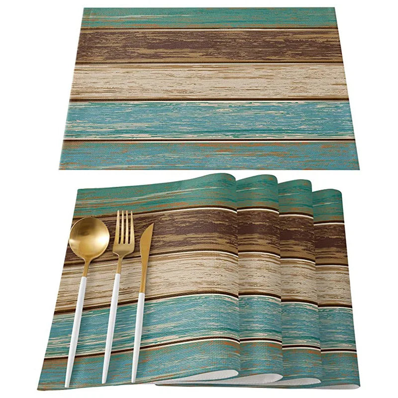 Ensemble de sets de table à texture de bois rustique