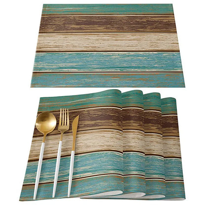 Ensemble de sets de table à texture de bois rustique