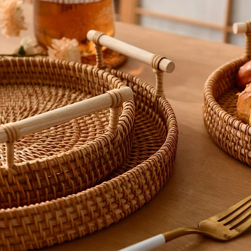 Handmade Rattan Storage Tray - Versatile & Elegant