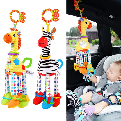 Hochets à main en peluche girafe zèbre pour bébés
