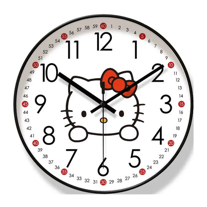 Wall clock with a cartoon character design on a white background