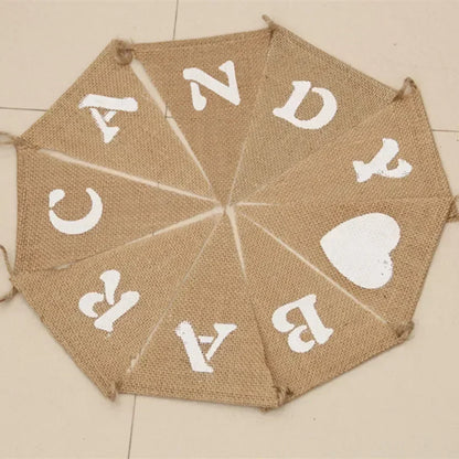 Guirlande de fanions en toile de jute M. et Mme Just Married