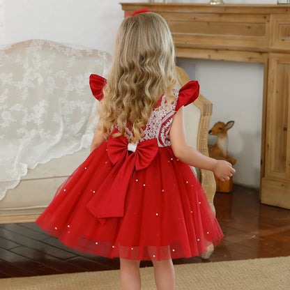Red Lace Princess Party Dress