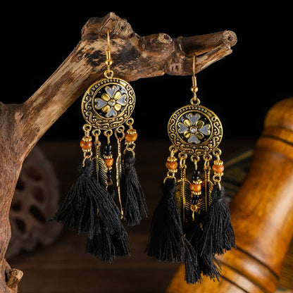 Boucles d'oreilles d'été à pampilles et fleurs style bohème