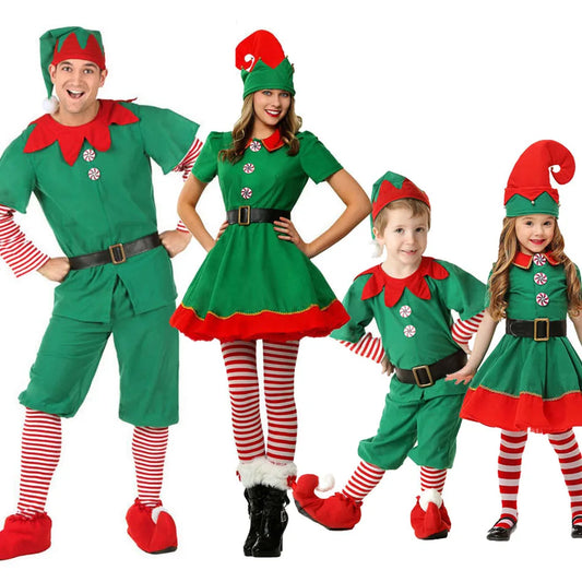 Costume de cosplay elfe assorti pour la famille de Noël