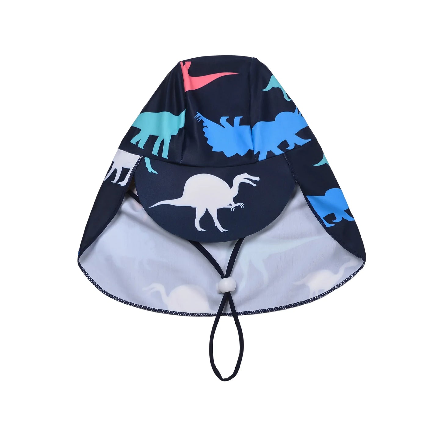 Children's sun hat with dinosaur pattern on a white background