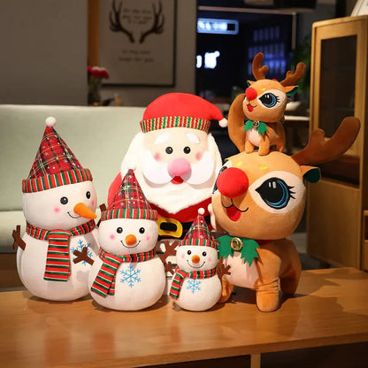 Ensemble de jouets en peluche de Noël - Père Noël, élan, bonhomme de neige