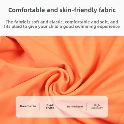 Orange fabric with text describing its properties and benefits