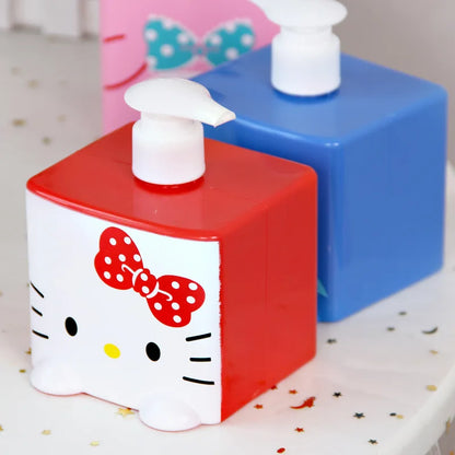 Red Blue cartoon-shaped bottle with a red bow on a light background