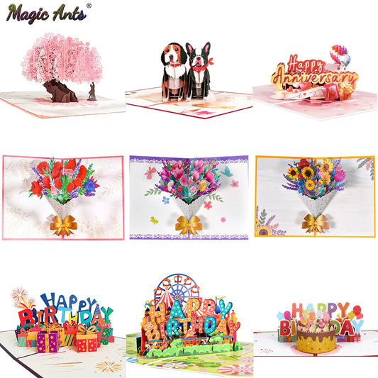 Cartes pop-up 3D à motifs de fleurs