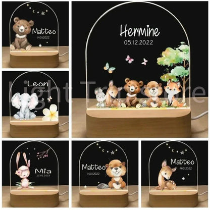 Veilleuse personnalisée bébé éléphant lion