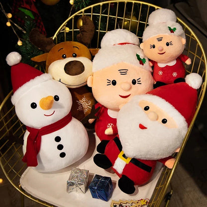 Ensemble de jouets en peluche de Noël - Père Noël, élan, bonhomme de neige