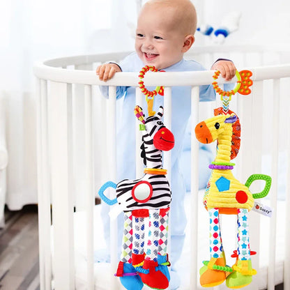 Hochets à main en peluche girafe zèbre pour bébés