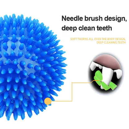 Balle de nettoyage des dents pour animaux de compagnie en TPR - Jouet couineur pour chiens