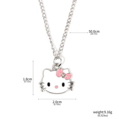 Hello Kitty necklace with measurements on a white background