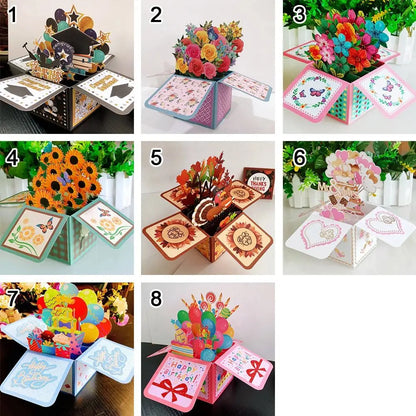 Carte pop-up 3D avec bouquet de fleurs