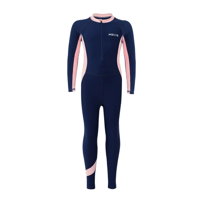Navy and pink wetsuit on a white background
