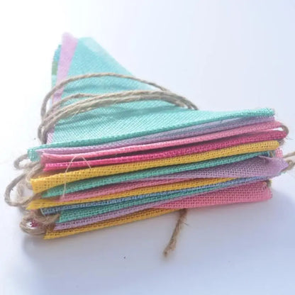 Bannières de fête colorées en toile de jute et lin